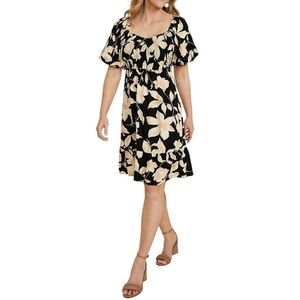 Maurices Floral Sweetheart Bubble Short Sleeves Dress Women’s Size S Smocked